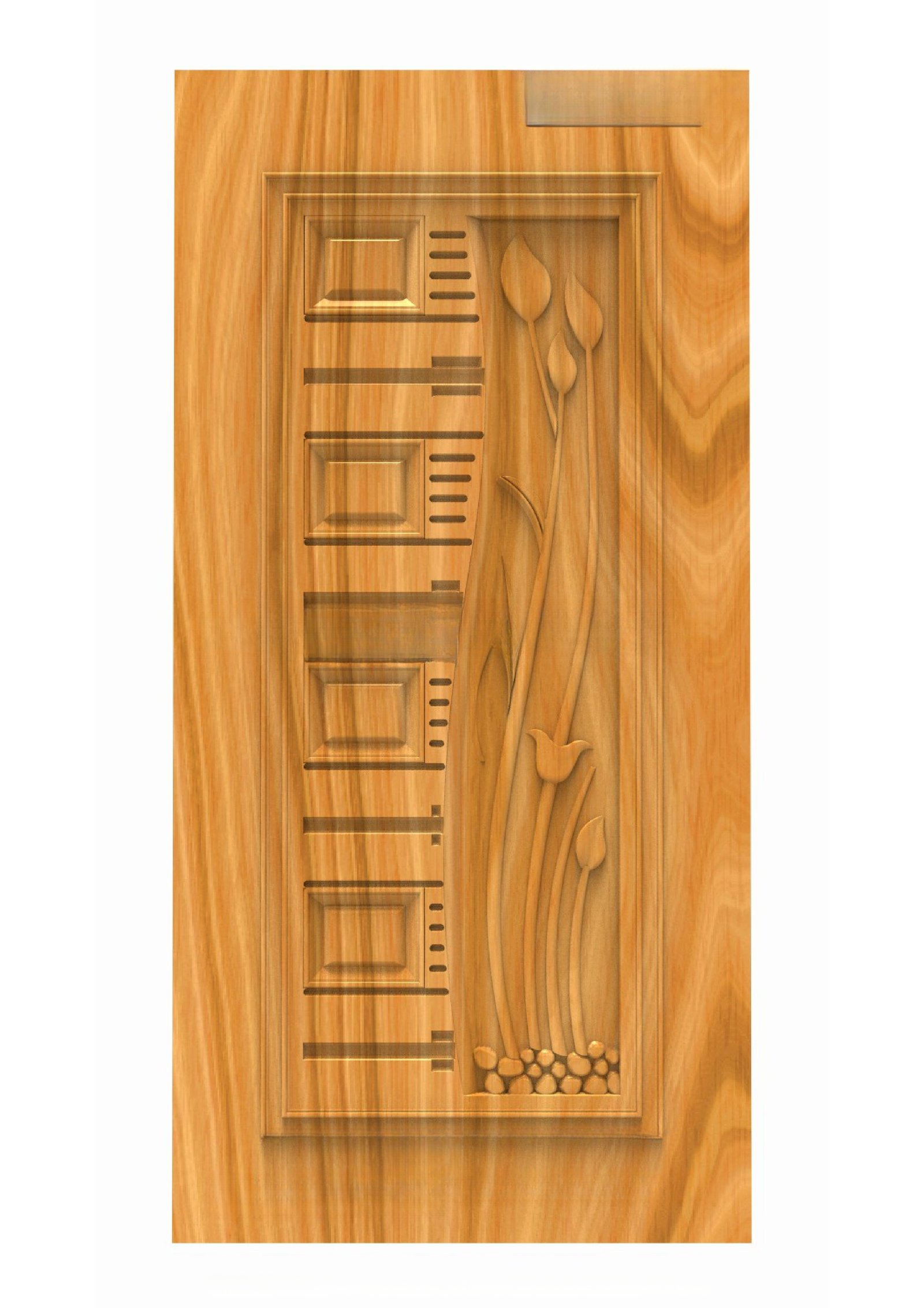 GSK DELITE DOORS - DL-32 Modern Floral Relief Carved Wooden Door Design